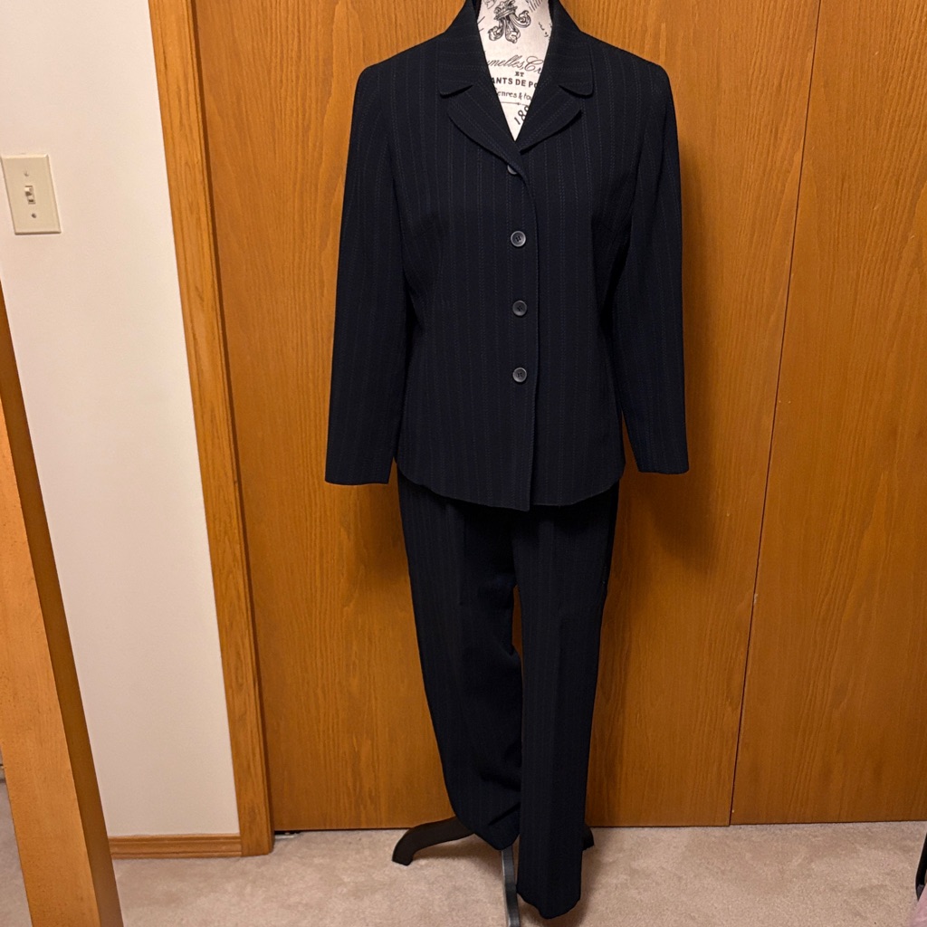 Emanuel Ungaro Petite Black Pinstripe Suit